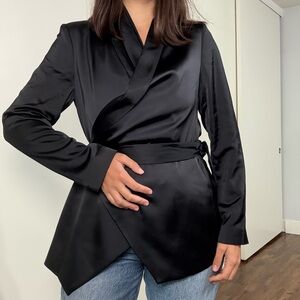 Black satin blouse blazer
